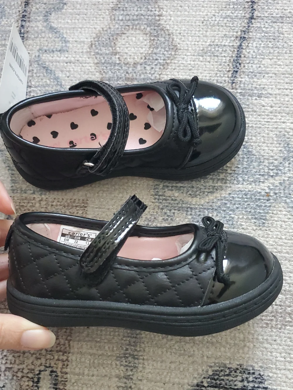 NWT Carters Black Aggie 2 Quilted Cap Toe Mary Jane Shoes Sz6